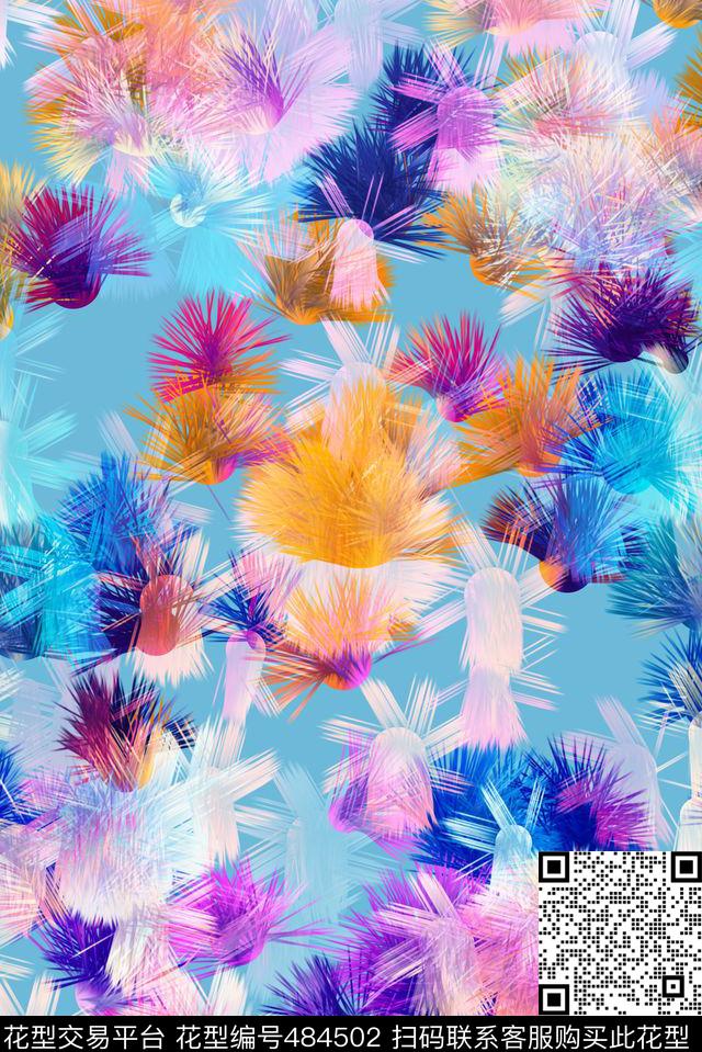 爆炸几何毛球数码印花华亿平台下载（图片编号: 484502） - 瓦栏（Walan）