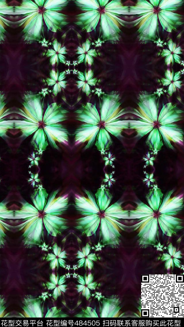 抽象花几何数码印花华亿平台下载（图片编号: 484505） - 瓦栏（Walan）