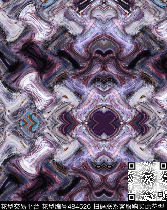 抽象几何波纹数码印花华亿平台下载（图片编号: 484526） - 瓦栏（Walan）