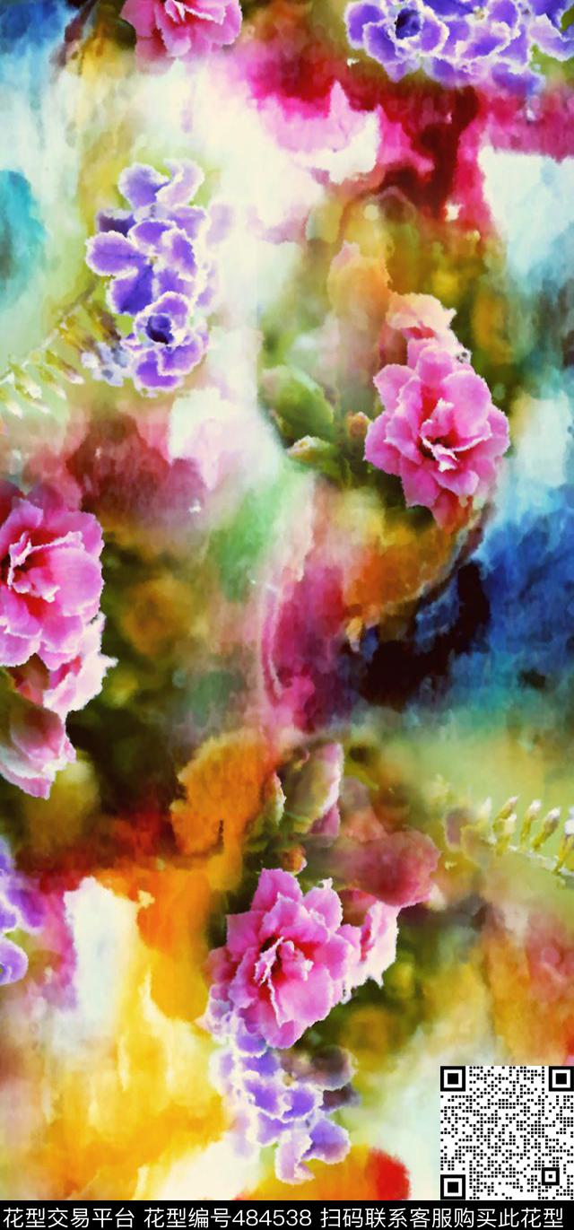 花卉抽象田园数码印花华亿平台下载（图片编号: 484538） - 瓦栏（Walan）