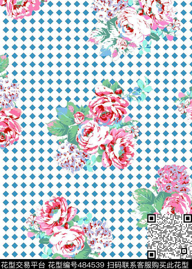 花卉几何流行时尚数码印花华亿平台下载（图片编号: 484539） - 瓦栏（Walan）