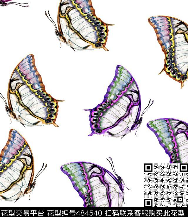 蝴蝶动物昆虫数码印花华亿平台下载（图片编号: 484540） - 瓦栏（Walan）