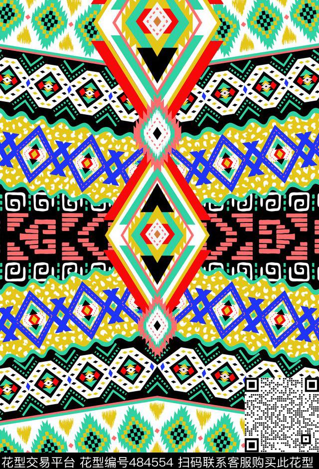 阿茲特克民族定位印花民族风格非洲部落传统印花华亿平台下载（图片编号: 484554） - 瓦栏（Walan）