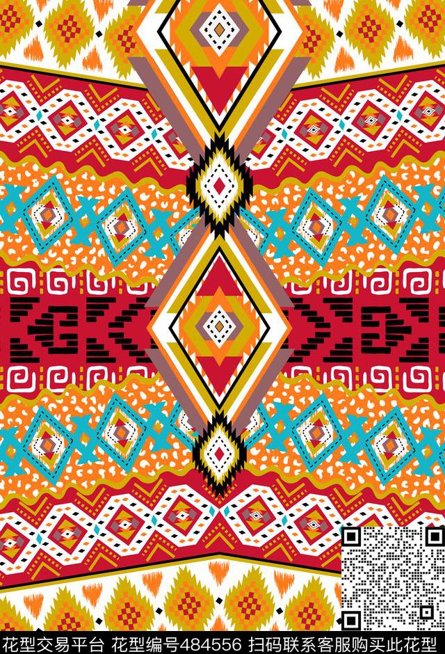 阿茲特克民族定位印花民族风格非洲部落传统印花华亿平台下载（图片编号: 484556） - 瓦栏（Walan）