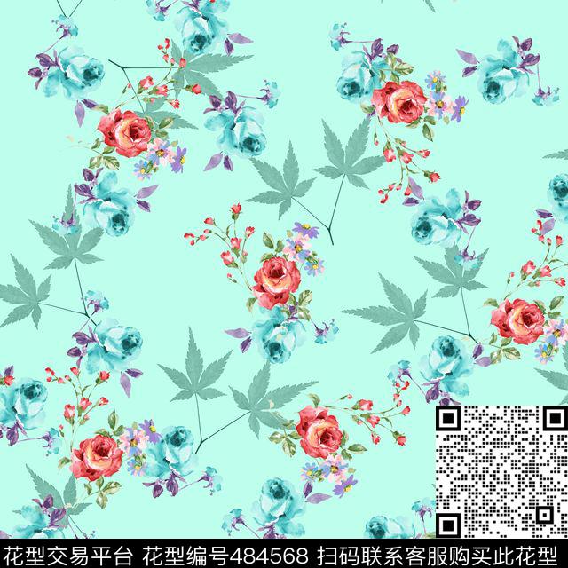 创意服装面料创意华亿平台图案蓝色底纹数码印花华亿平台下载（图片编号: 484568） - 瓦栏（Walan）