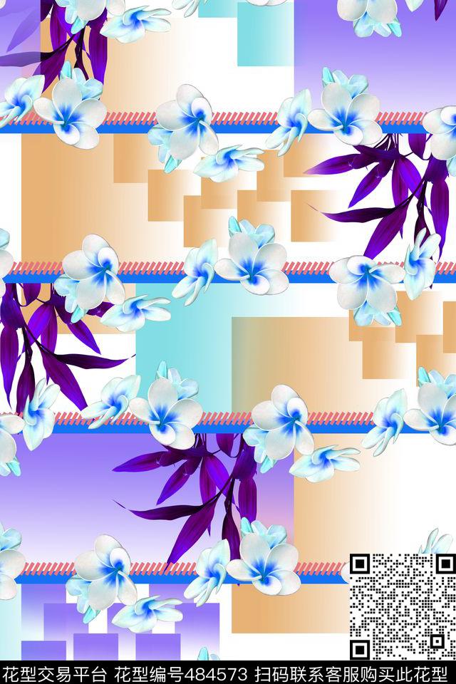 大牌花卉几何数码印花华亿平台下载（图片编号: 484573） - 瓦栏（Walan）