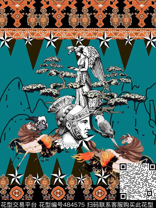 纪梵希复古士兵数码印花华亿平台下载（图片编号: 484575） - 瓦栏（Walan）