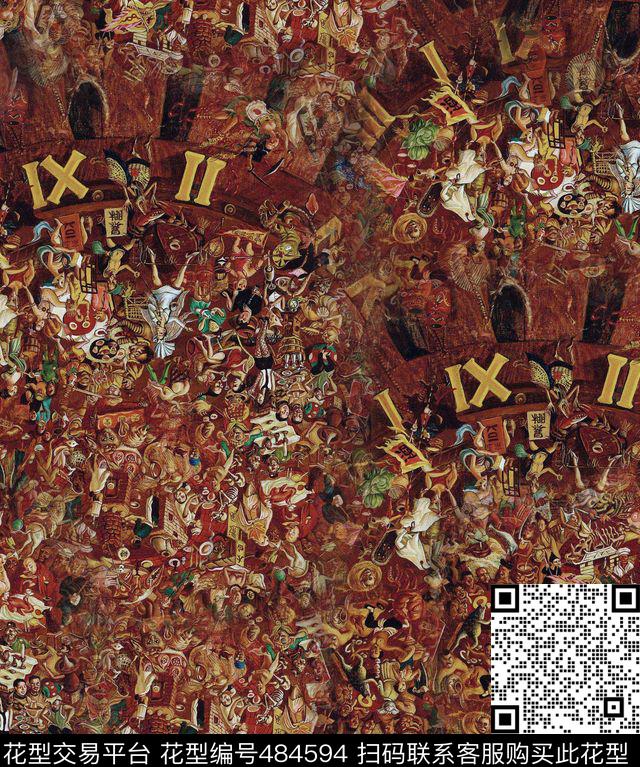 潮流抽象复古数码印花华亿平台下载（图片编号: 484594） - 瓦栏（Walan）