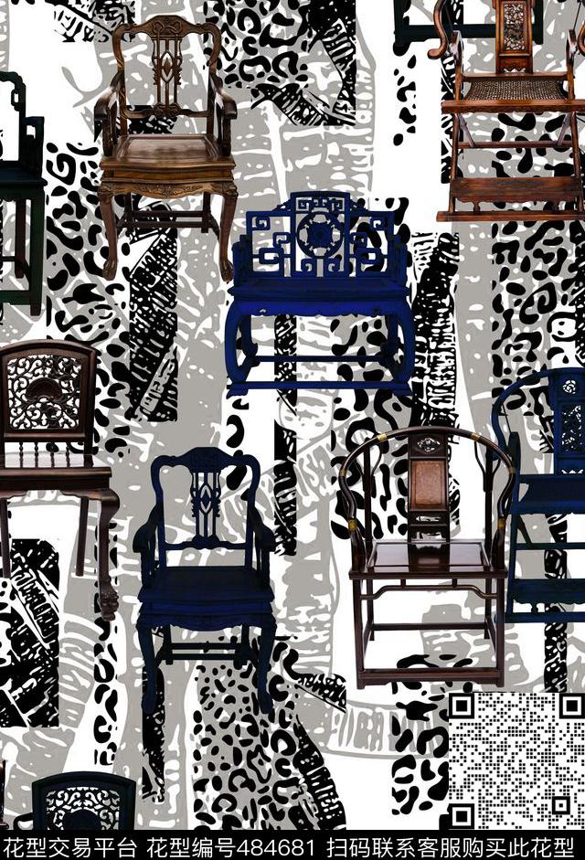 中国风古典家具数码印花华亿平台下载（图片编号: 484681） - 瓦栏（Walan）