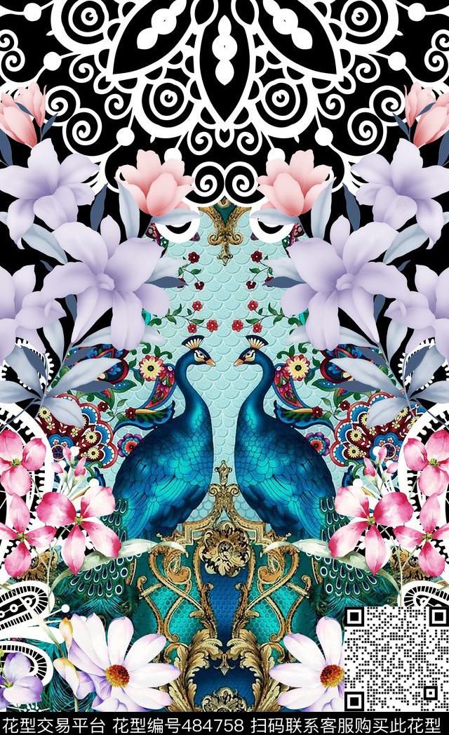 潮流时尚动物高贵大气数码印花华亿平台下载（图片编号: 484758） - 瓦栏（Walan）