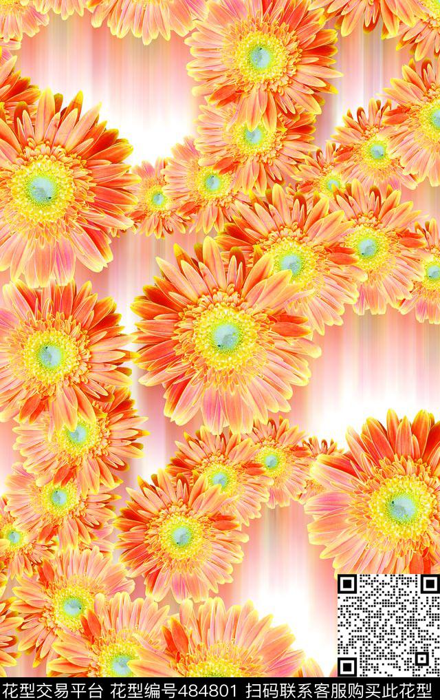 动感向阳花流行时尚欧美数码印花华亿平台下载（图片编号: 484801） - 瓦栏（Walan）