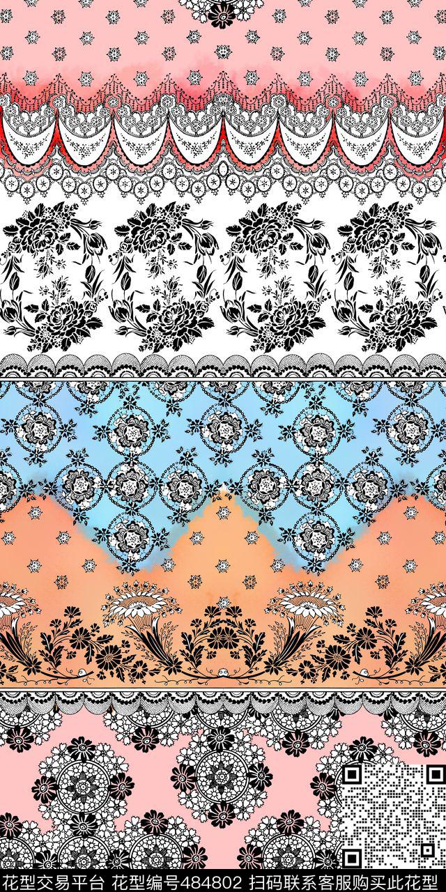 民族风蕾丝花纹波西米亚风传统印花华亿平台下载（图片编号: 484802） - 瓦栏（Walan）