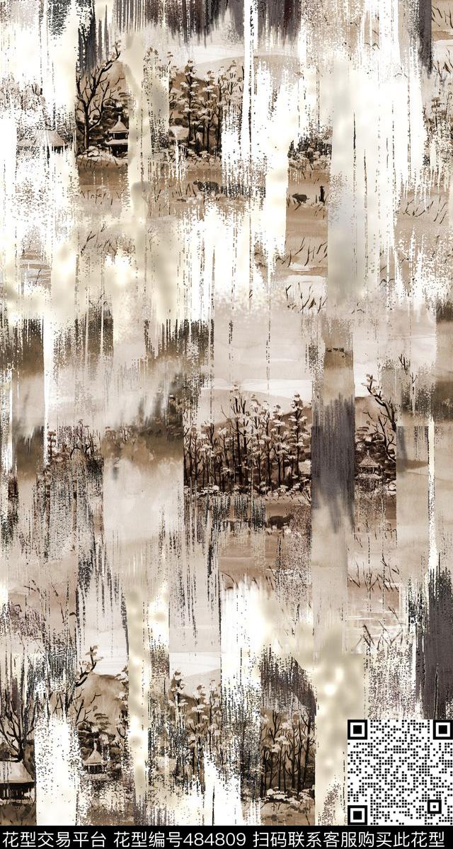 抽象风景意境数码印花华亿平台下载（图片编号: 484809） - 瓦栏（Walan）