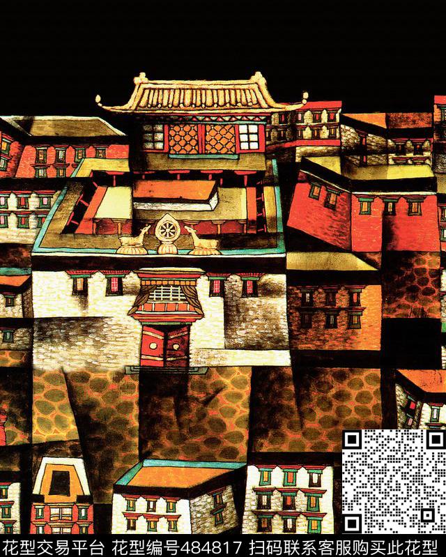 房子绘画女装数码印花华亿平台下载（图片编号: 484817） - 瓦栏（Walan）