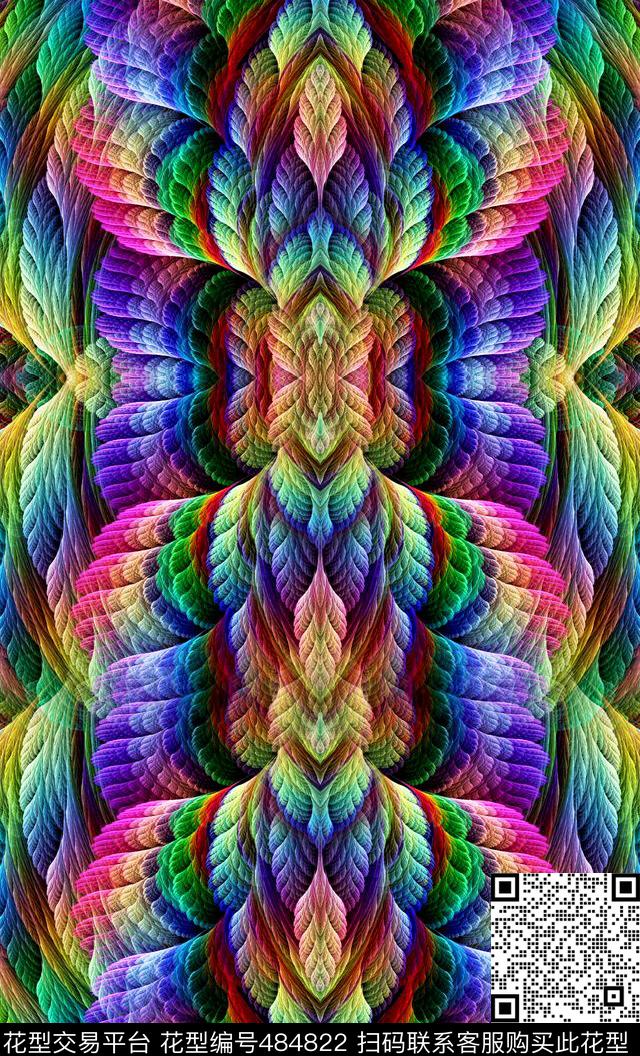 抽象多彩亮丽数码印花华亿平台下载（图片编号: 484822） - 瓦栏（Walan）