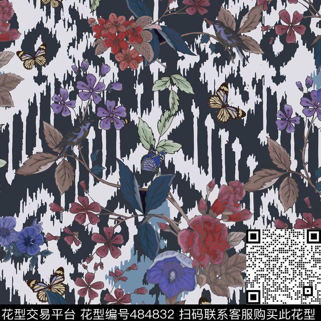 时尚几何花卉数码印花华亿平台下载（图片编号: 484832） - 瓦栏（Walan）