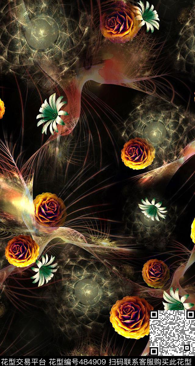 简约花卉蒲公英数码印花华亿平台下载（图片编号: 484909） - 瓦栏（Walan）