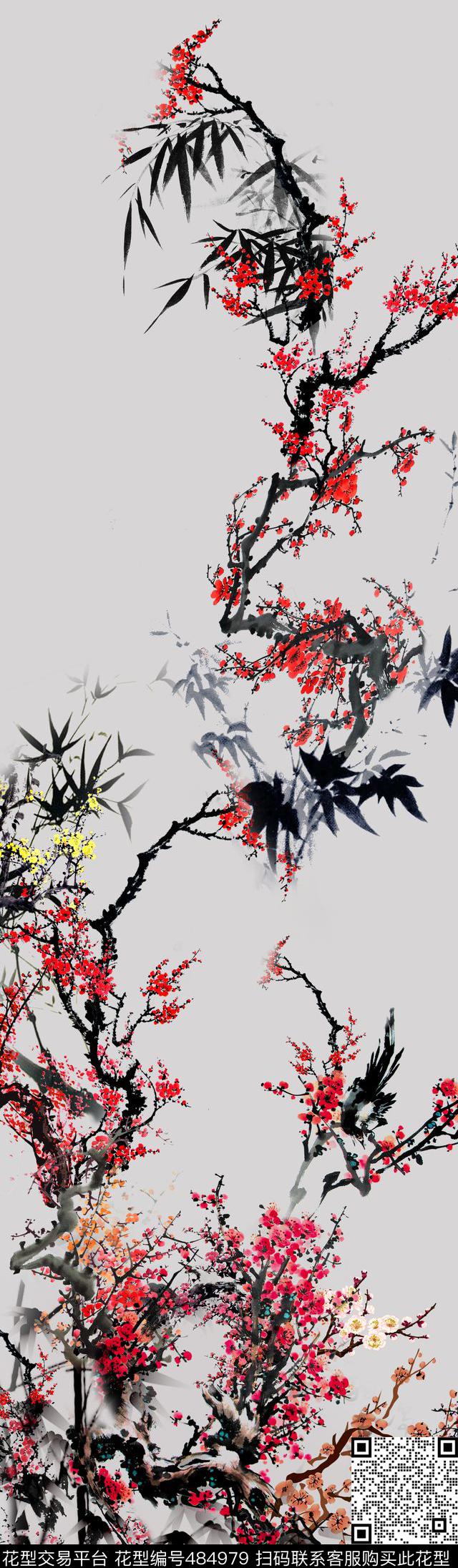 民族梅花竹子数码印花华亿平台下载（图片编号: 484979） - 瓦栏（Walan）