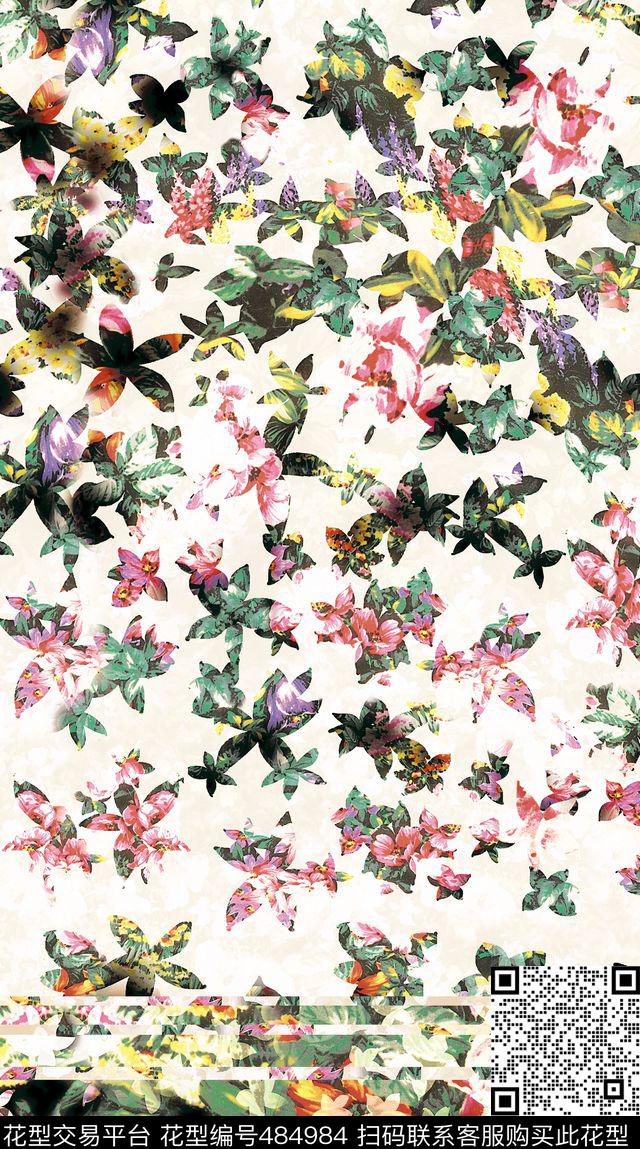 花卉女装条纹数码印花华亿平台下载（图片编号: 484984） - 瓦栏（Walan）