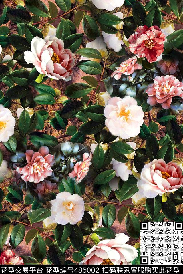 复古花写实花卉油画风格数码印花华亿平台下载（图片编号: 485002） - 瓦栏（Walan）