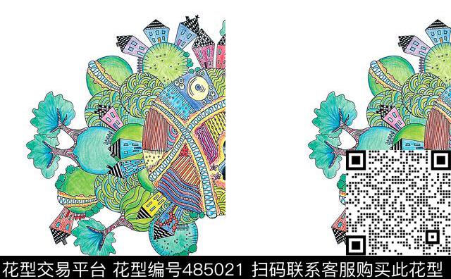 绘画女装时尚数码印花华亿平台下载（图片编号: 485021） - 瓦栏（Walan）