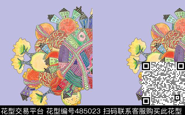 原创时尚绘画数码印花华亿平台下载（图片编号: 485023） - 瓦栏（Walan）