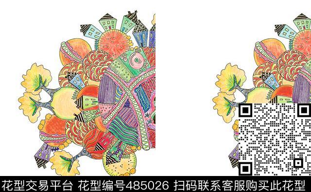 原创时尚绘画数码印花华亿平台下载（图片编号: 485026） - 瓦栏（Walan）