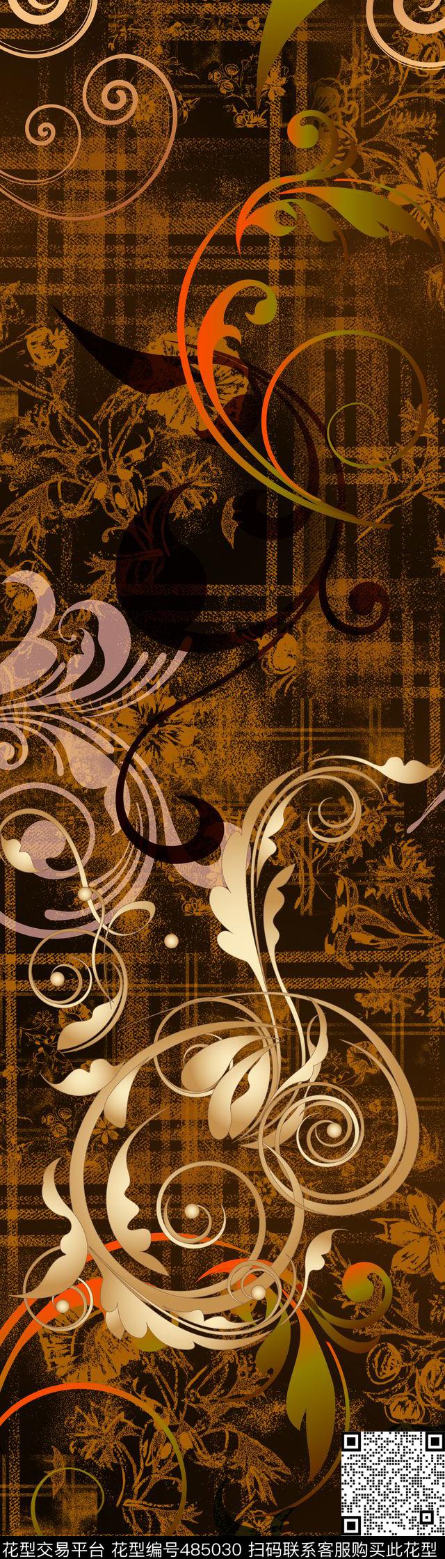 欧式格子花纹数码印花华亿平台下载（图片编号: 485030） - 瓦栏（Walan）