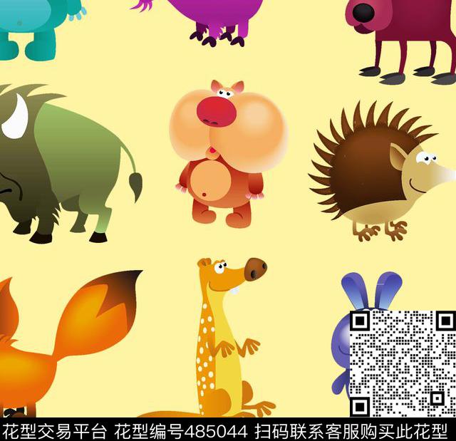 卡通小猪小牛数码印花华亿平台下载（图片编号: 485044） - 瓦栏（Walan）