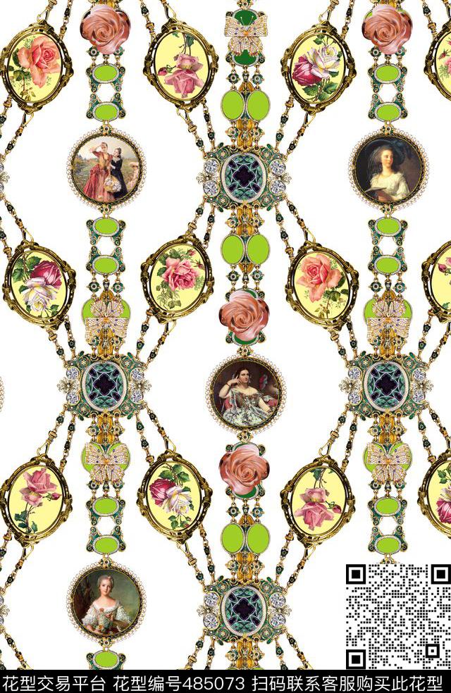 复古花卉女装数码印花华亿平台下载（图片编号: 485073） - 瓦栏（Walan）