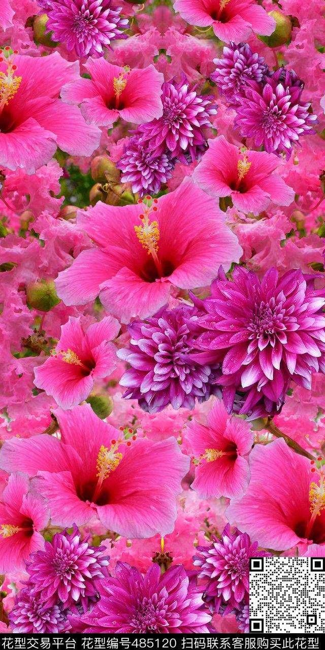 花卉现代潮流数码印花华亿平台下载（图片编号: 485120） - 瓦栏（Walan）