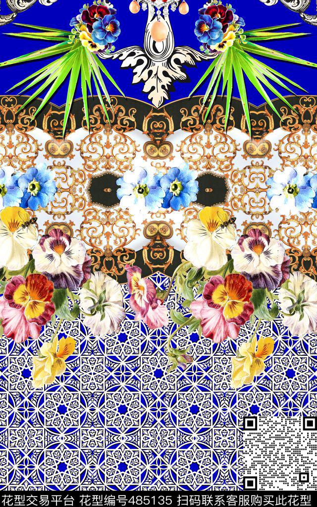 时尚几何格子数码印花华亿平台下载（图片编号: 485135） - 瓦栏（Walan）