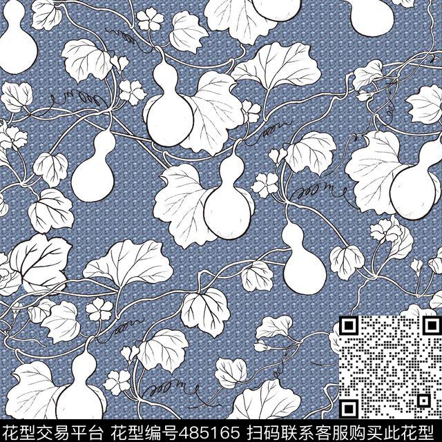 葫芦手绘D-清新田园传统印花华亿平台下载（图片编号: 485165） - 瓦栏（Walan）