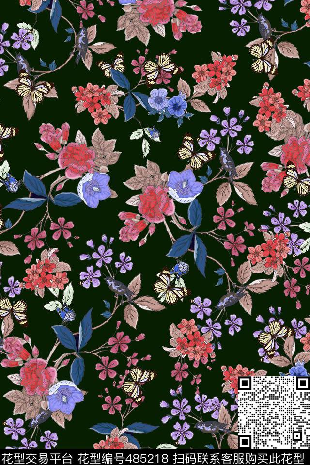 中老年花鸟蝴蝶数码印花华亿平台下载（图片编号: 485218） - 瓦栏（Walan）