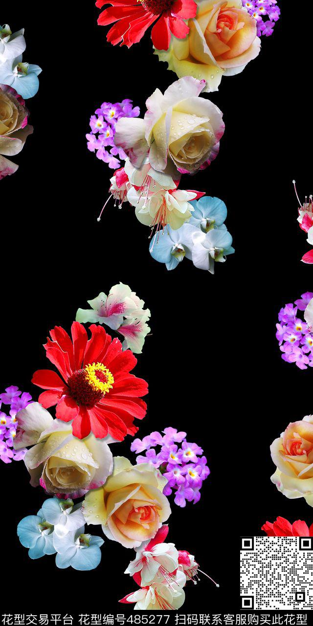 满版华亿平台花卉3D花数码印花华亿平台下载（图片编号: 485277） - 瓦栏（Walan）