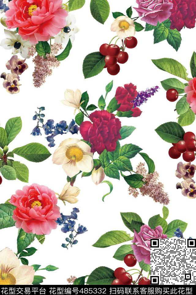 女装潮流时尚大牌油画花卉数码印花华亿平台下载（图片编号: 485332） - 瓦栏（Walan）