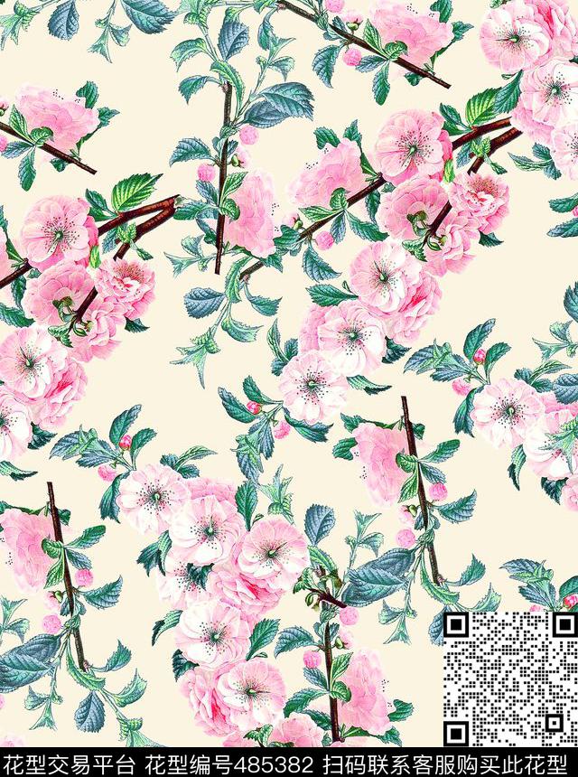水彩小花花卉纯底年轻数码印花数码印花华亿平台下载（图片编号: 485382） - 瓦栏（Walan）