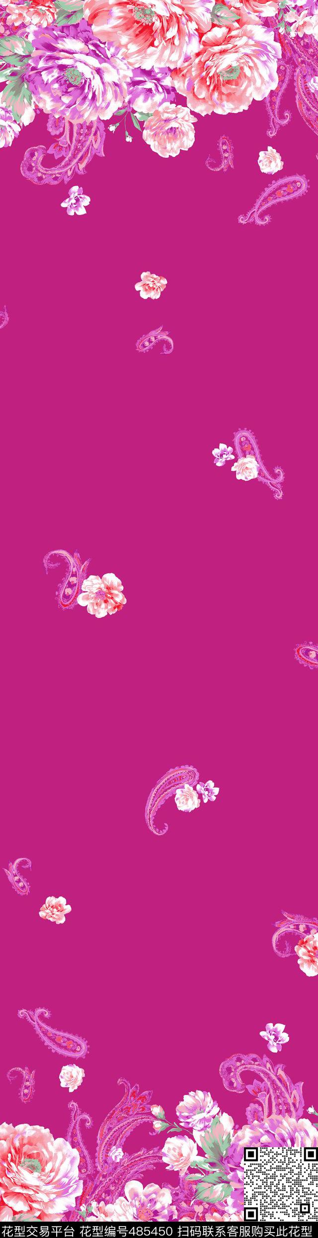 时尚花卉手绘数码印花华亿平台下载（图片编号: 485450） - 瓦栏（Walan）