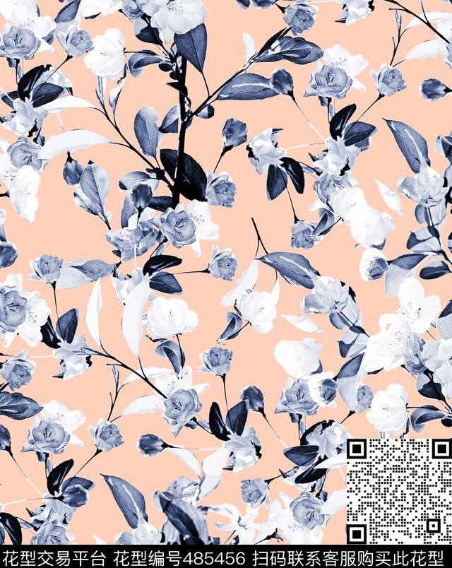 花卉小花碎花单色系小花淡雅数码印花华亿平台下载（图片编号: 485456） - 瓦栏（Walan）