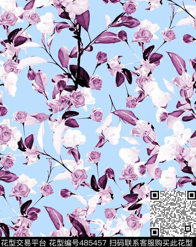 花卉小花碎花单色系小花淡雅数码印花华亿平台下载（图片编号: 485457） - 瓦栏（Walan）