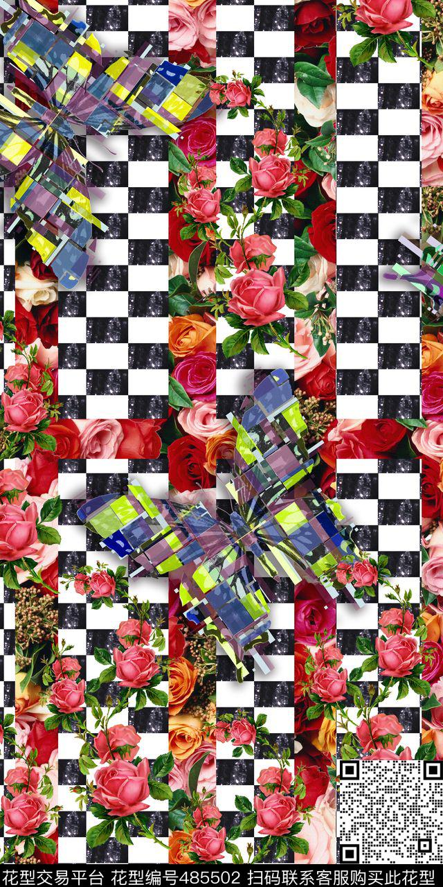 时尚黑白大牌数码印花华亿平台下载（图片编号: 485502） - 瓦栏（Walan）