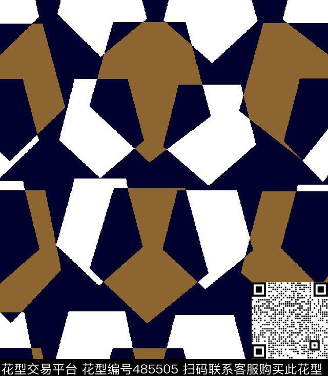 男装华亿平台时尚几何五边形传统印花华亿平台下载（图片编号: 485505） - 瓦栏（Walan）