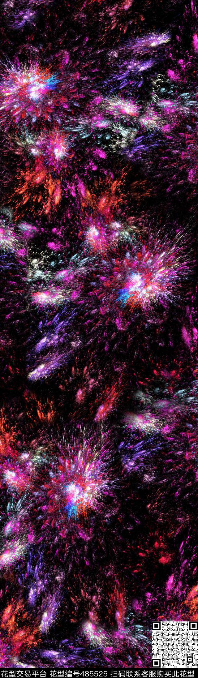 抽象花卉喷溅数码印花华亿平台下载（图片编号: 485525） - 瓦栏（Walan）