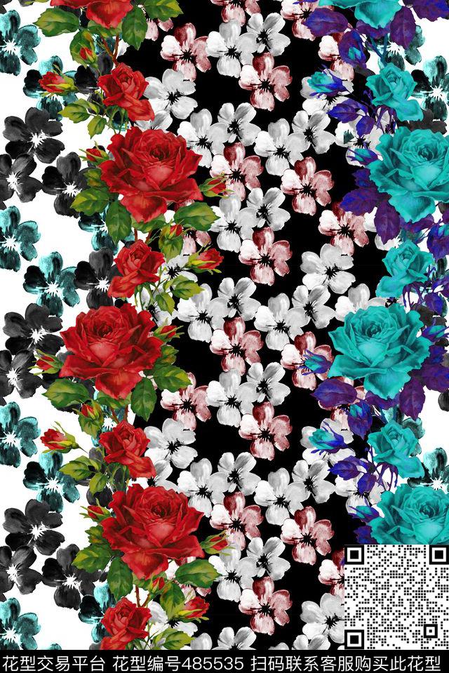 时尚玫瑰小碎花数码印花华亿平台下载（图片编号: 485535） - 瓦栏（Walan）