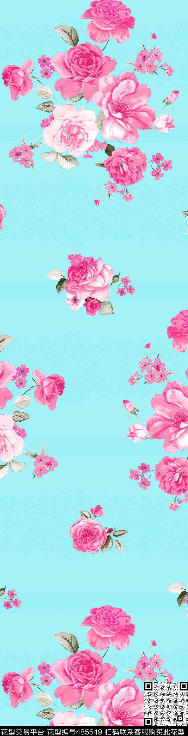 时尚花卉花纹数码印花华亿平台下载（图片编号: 485549） - 瓦栏（Walan）