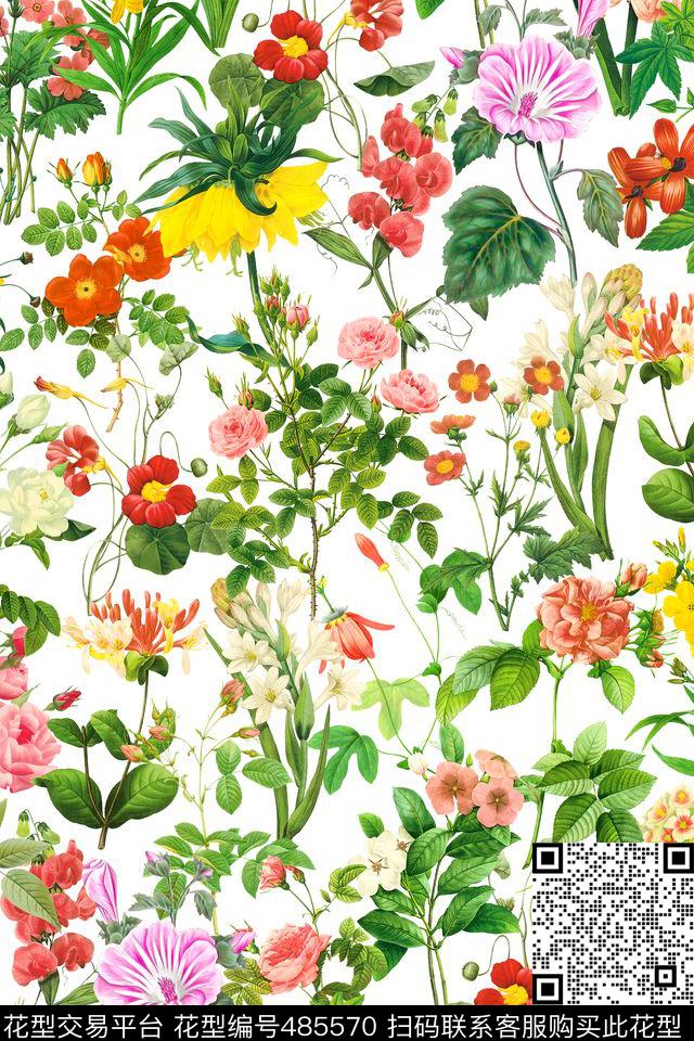 田园风花卉大牌数码印花华亿平台下载（图片编号: 485570） - 瓦栏（Walan）