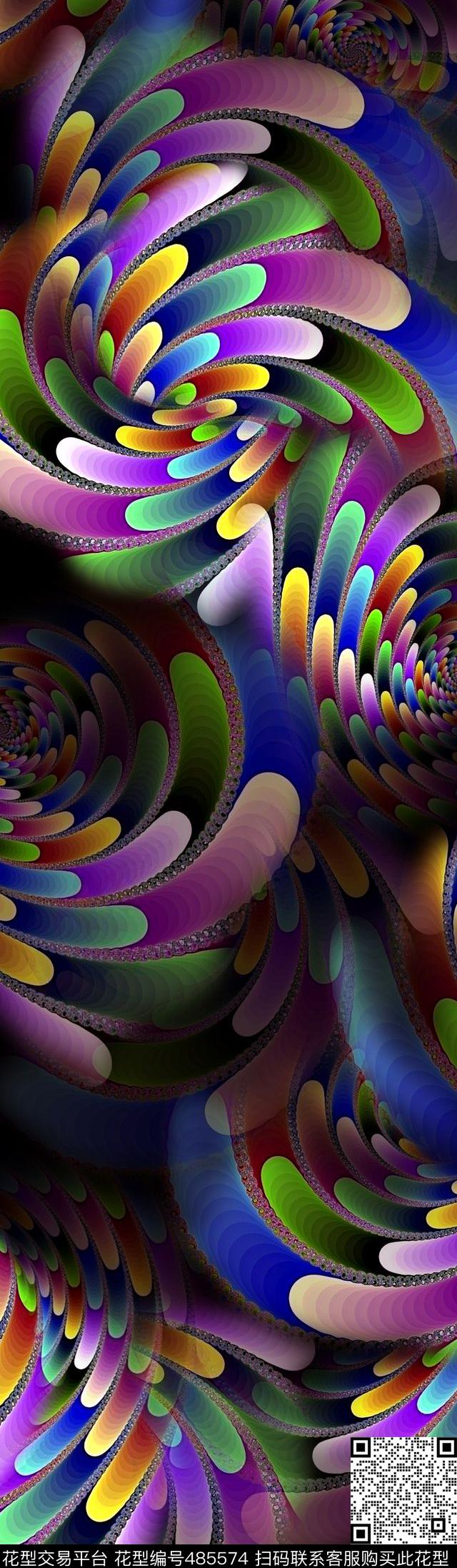 抽象花卉几何数码印花华亿平台下载（图片编号: 485574） - 瓦栏（Walan）