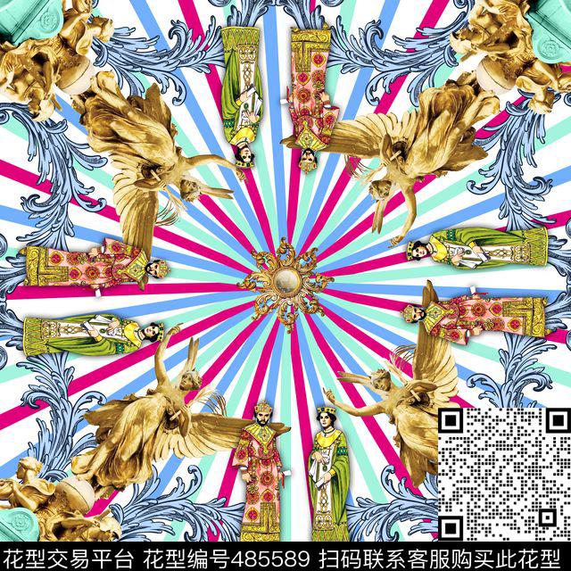 几何雕塑花瓣数码印花华亿平台下载（图片编号: 485589） - 瓦栏（Walan）