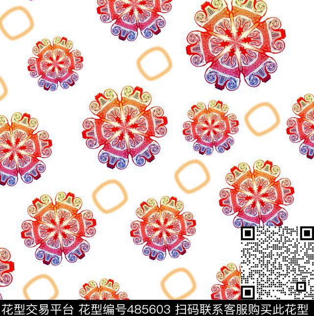 潮流抽象花卉数码印花华亿平台下载（图片编号: 485603） - 瓦栏（Walan）