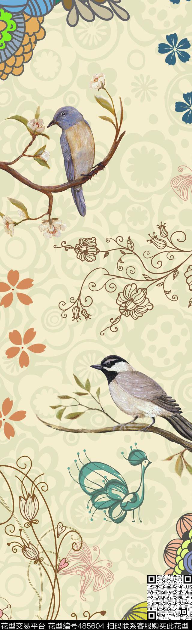 田园自然风光花鸟数码印花华亿平台下载（图片编号: 485604） - 瓦栏（Walan）